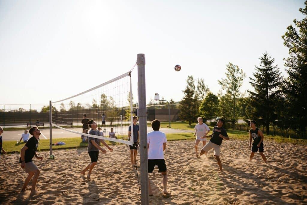 Backyard sand volleyball at the park.